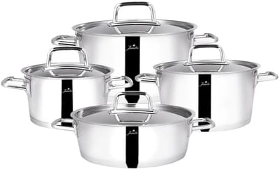 Jumbo Felix - Pannenset – 8 Delig – RVS 18/10 – Inductie Geschikt – Zilver