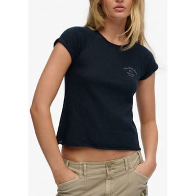 Superdry Athletic Essentials Slub Graphic T-shirt Blauw Grootte: 44