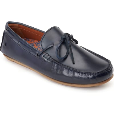 Base London Brooks Leren Heren Navy Standaard Instappers