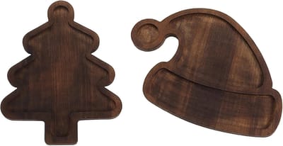 2 Stuks Houten Kerstbord, Kerst Dinerbord, Bruin Kerstbord, Geschikt voor Kerstmis, Feesten, Diners en Kan Ook Als Cadeau Aan Vrienden Worden Gegeven（7 inch）