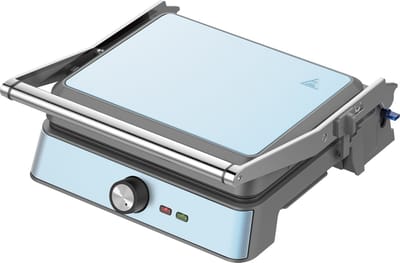 Westinghouse Retro Contactgrill – Panini Grill & Tosti Apparaat – 180° Openklapbaar – 29x24 cm – Instelbare Temperatuur – 2200W – Blauw