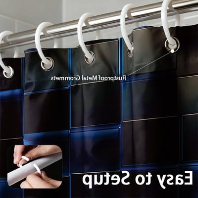 3D Cube Douchegordijn Set met Haken - Waterdicht en Iriserend Badkamergordijn voor Badkamer en Hotel, 183 x 183 cm, Modern Design, Vierkant, Luxe uitstraling