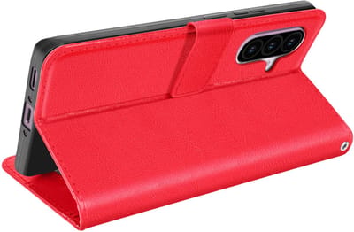 Mayaxess, Hoesje Geschikt voor Samsung Galaxy A56 portemonnee met sleutelkoord, Rood