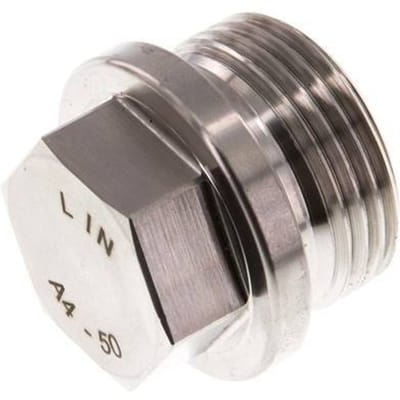 Plug G1'' RVS met kraag en buitenzeskant 40bar (562.0psi)