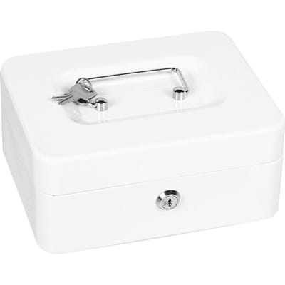 Boîte Ignifuge Grande Capacité Boîte à Documents Portable Boîte de Rangement Métallique Coffre-fort avec 2 Clés pour Maison Voiture blanc
