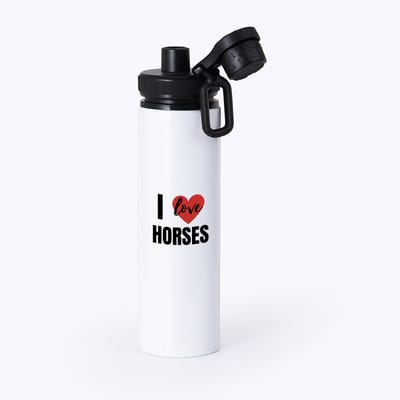 Hacebo® - I love horses waterfles met draaidop zwart - Paarden - paarden liefhebbers - verjaardagscadeau - kado - gift - water fles - 850ML