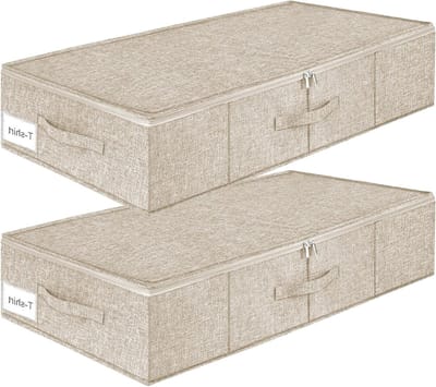 Set van 2 Opbergdozen voor Onder het Bed, Vouwbare Organizer met Rits en Handvat voor Schoenen, Kleding en Dekens