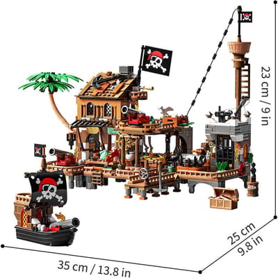 Hoge Kwaliteit Piraat Hoge Kwaliteit Schip Hoge Kwaliteit Gebouw Hoge Kwaliteit Speelgoed, Hoge Kwaliteit Piraat Hoge Kwaliteit Werf Hoge Kwaliteit Thematisch Stedelijk Gebied bagged