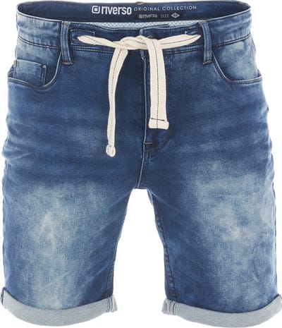 riverso Heren Short Broeken RIVPaul regular/straight Fit Blauw W 30 Volwassenen Stretch Jeans Korte Broek