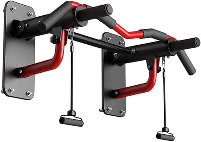 Wandgemonteerde Optrekstang - Krachtstation Dip - Thuis Kracht Trainen - Verstelbare Grepen - 300 kg Capaciteit - Zwart
