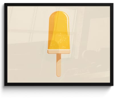 Poster in lijst - Fotolijst 70x50 cm - Posters - Oranje - Stokje - Waterijsje - Posterlijst zwart - Decoratie - Wanddecoratie woonkamer - Muurdecoratie slaapkamer