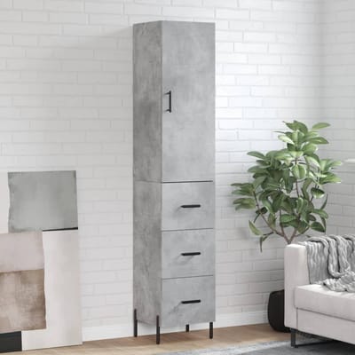 vidaXL - Hoge - kast - 34,5x34x180 - cm - bewerkt - hout - betongrijs