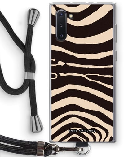 Case Company® - Hoesje met koord geschikt voor Samsung Galaxy Note 10 hoesje met Koord - Arizona Zebra - Telefoonhoesje met Zwart Koord - Bescherming aan alle Kanten en Over de Schermrand