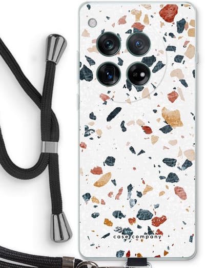 Case Company® - Hoesje met koord geschikt voor OnePlus 12r hoesje met Koord - Terrazzo N°4 - Telefoonhoesje met Zwart Koord - Bescherming aan alle Kanten en Over de Schermrand