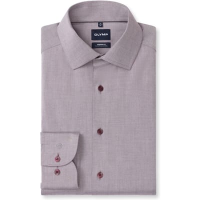 OLYMP 24/7 Luxor modern fit overhemd - twill - donker rood - Strijkvriendelijk - Boordmaat: 41 (EU maat: L)