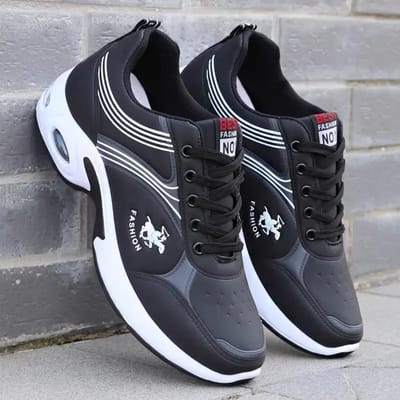 Heren Sneakers Luchtkussen Hardloopschoenen voor Heren Mode Comfor Casual Schoenen Outdoor Antislip Heren Sportschoenen Tenis Hombres 44 black