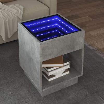 vidaXL - Salontafel - met - Infinity - LED - 40x40x50 - cm - betongrijs
