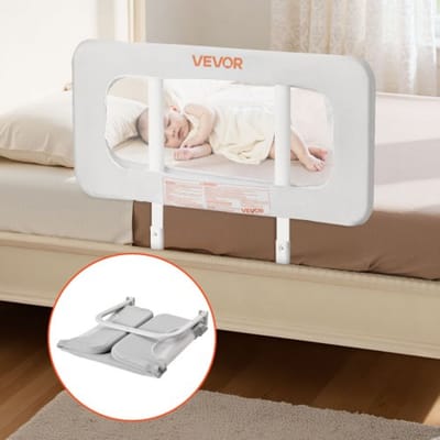 VEVOR Bedhek, Bedhek met Versterkte Ijzeren Buis En Oxford-Stof, In Hoogte Verstelbaar Kinderbedhek Van 45-67 Cm, Kinderbedhek, Valbeveiliging voor Kinderbedden, Stapelbed