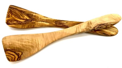 2x Olijfhouten spatel (zonder gaten) van Olivewood - Luxe houten spatel Handgemaakt & duurzaam