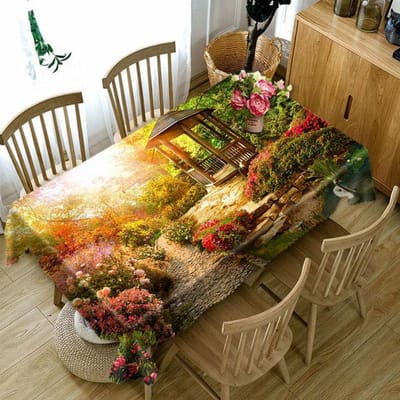 Bloem en riet wijnrank tafelkleed natuur patroon wasbaar stofdicht dikke katoenen doek rechthoekige en ronde tafelkleed 40 X 40CM black
