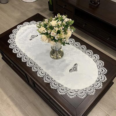 Ovale tafelhoes, eettafel, tafelkleed, Europees geborduurd polyester garen, bloemenstof, woonkamer, salontafel, placemat 60X120cm Oval