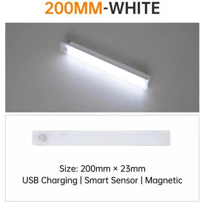 LED Nachtlampje 10/20/30/50CM Bewegingssensor USB Oplaadbaar Ultradunne Draadloze Garderobekast Keukenkast Nachtlampje 200mm wit