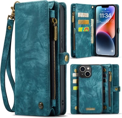 Caseme Vintage Portemonnee hoesje geschikt voor iPhone 15 Plus - Blue