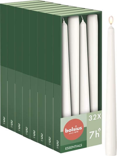 Bolsius - Gladde Dinerkaarsen - 24,5 cm - 32 stuks - Wit