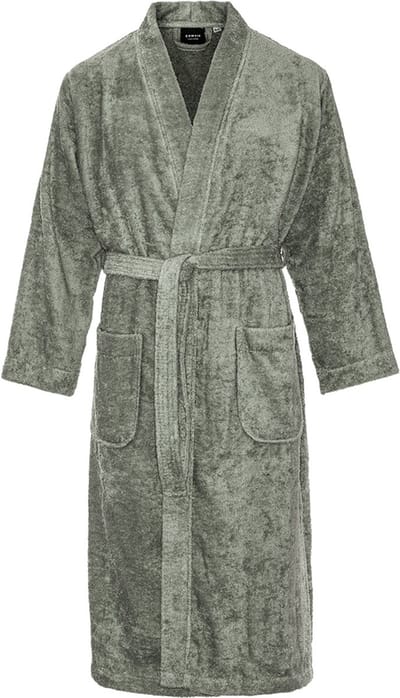 Kimono badstof katoen – lang model – unisex – badjas dames – badjas heren – 100% katoen - sauna - olijfgroen - S/M
