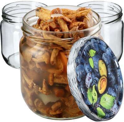 KADAX jampotten, 425 ml, inmaakpotten met schroefdeksel, potten met schroefsluiting, voorraadpotten voor jam, jam, honing (pruimen, 6 stuks)