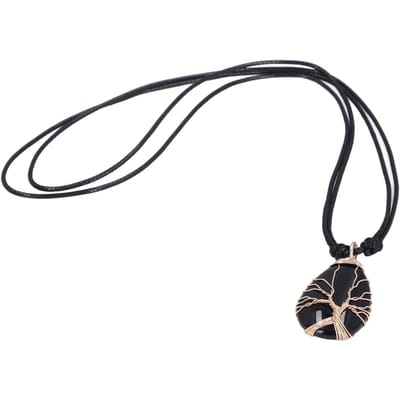 Helende Steen Hanger Exquise Decoratieve Steen Hanger Ketting Breng Voorspoed Geluk Ketting black
