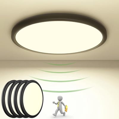 Ronde LED Plafondlamp met Bewegingssensor - 22 cm, 1800 Lumen, 4000K, IP44 - Set van 4 Binnen- en Wandlampen