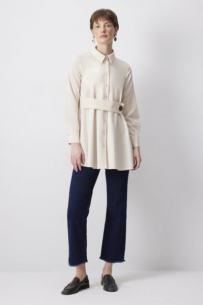 Touché Privé - Viscose blouse met gouden knoopdetails - Crème - Dames