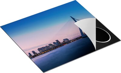 Chefcare Inductie Beschermer Erasmusbrug in Rotterdam met Zonsondergang - 60x50 cm - Afdekplaat Inductie - Kookplaat Beschermer - Inductie Mat
