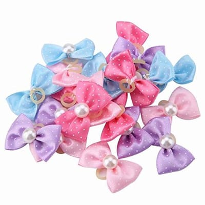 Dailygoods- Haarelastiekjes 20 stuks - Dierenhaartouw - Elastisch - Faux parel/ stippen ontwerp - Duurzaam - Geschikt voor huisdieren - Hond Haaraccessoires