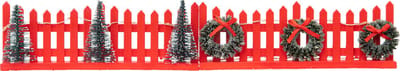Feeric lights and christmas Kerstdorp hekjes - 2x - rood - led licht - 15 x 2,5 x 6 cm - kunststof