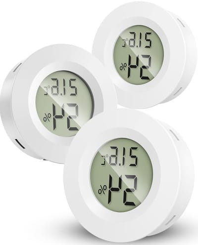 Mini Hygrometer Thermometer - Luchtvochtigheid Temperatuur Meter - Binnenklimaat Controleren - Verbeterde Meettechnologie - 3 Stuks Compact - Wit