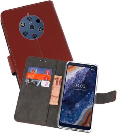 Booktype Telefoonhoesjes - Bookcase Hoesje - Wallet Case - Geschikt voor Nokia 9 PureView - Bruin