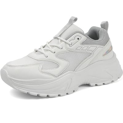 Vier Seizoenen Grote Grensoverschrijdende Reflecterende Riem Mode Lichtgewicht Dikke Zool Verhoogde Papa Schoenen Dames Sneakers 38 white