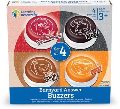 Learning Resources Antwoordknop Buzzers met Dierengeluiden (Set van 4)