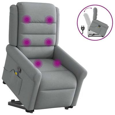 vidaXL - Sta-op-massagestoel - verstelbaar - stof - lichtgrijs
