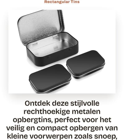 Dailygoods- Opbergdozen - 3 Stuks - Metaal - Met Scharnierdeksel - 8.9 x 5.5 x 1.3 cm - Duurzaam - Compact - Opbergtin