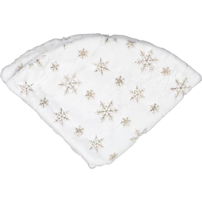 Jupe d'arbre de Noël 35,4 pouces Forme ronde Douce Confortable Blanche Tapis de support d'arbre de Noël pour la maison doré