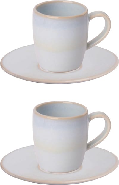 Palmer - Barolo - Espresso kop en schotel - 2 stuks - 7 cl - Lichtblauw - Stoneware - Koffiekopjes