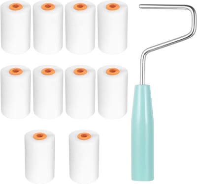 Mini Verfroller Set van 10 Stuks, Ideaal voor Muurverf, Schilderen en Verfbenodigdheden met Handvat (52x34mm)