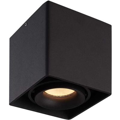 Vierkante LED Opbouwspot Esto - Kantelbaar - Dimbaar - 2700K warm wit - 4 Watt 345 lumen - GU10 - Plafondspot - Voor binnen - Vervangbare afdekring - Zwart