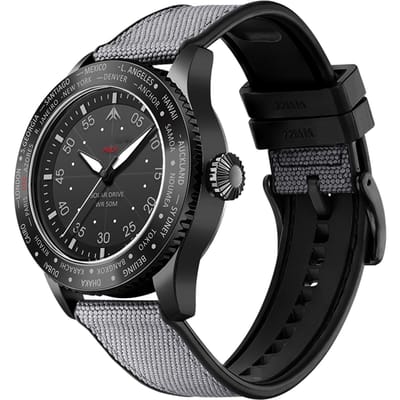 North Edge Mach Horloge Pilotenhorloge Zonne-energie Horloge voor Heren 50M Waterdicht Chronograaf Nachtzicht Gaat tot 180 zwart
