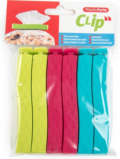 Plasticforte 6x afsluitclips / vershoudclips - 11 cm - keuken/voedsel zakjes afsluiten - Vershoudklemmen - vershoudknijpers