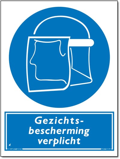 Gezichtsbescherming verplicht bord - Forex - 30 x 40 cm