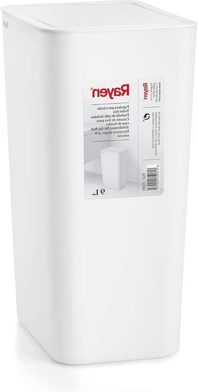 Inhoud 9 liter Badkameremmer met deksel wit polypropyleen afmetingen: 22 x 16 x 33 cm